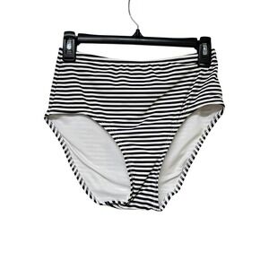 Lime Ricki Women's Navy Blue White Striped Tankini High Waisted Bottom Size M